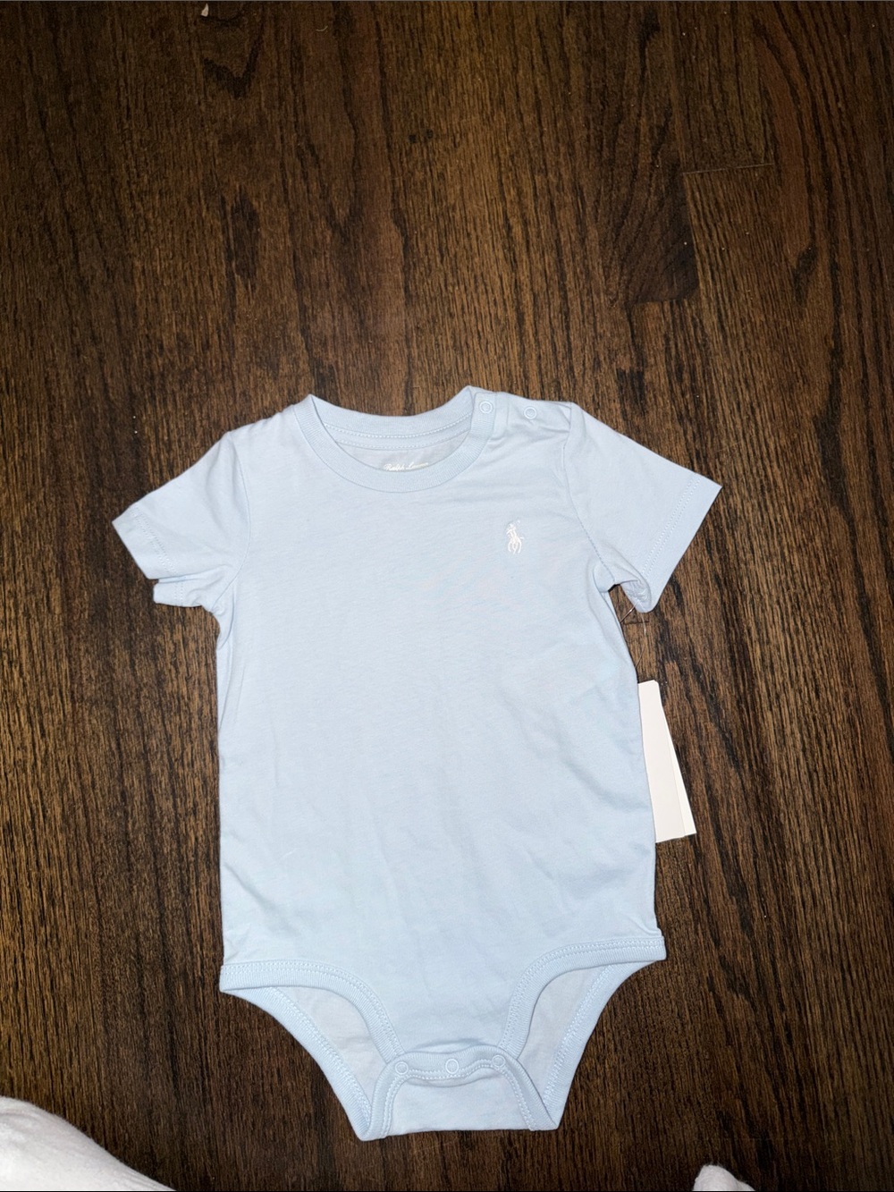 Ralph Lauren Light Blue Short-Sleeve Baby Bodysuit